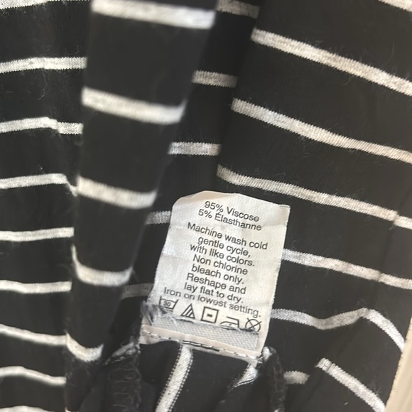 Madewell Black and Gray Striped Tee Shirt Slit Maxi Dress Size Extra Small - Picture 5 of 7